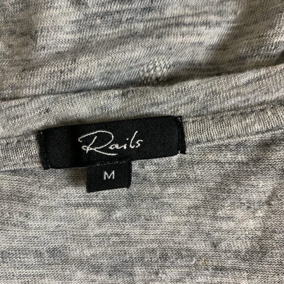 Rails Gray Linen Deep V Neck T Shirt M Soft Lightweight Casual Basic Core - Picture 3 of 4